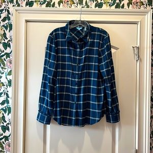 Draper James Windowpane Buttondown Shirt in deep teal size 14. EUC. Worn once
